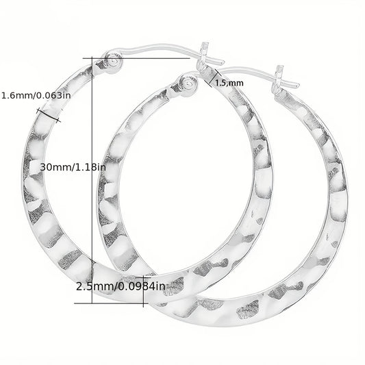 925 Silvery Simple Fashion Unique Ripple Earrings, Water Ripple Indentation Design, Lightweight Texture, Suitable for Daily Commute, Earrings for Women, Jewelry Gifts, Gift Exquisite Gift Box
