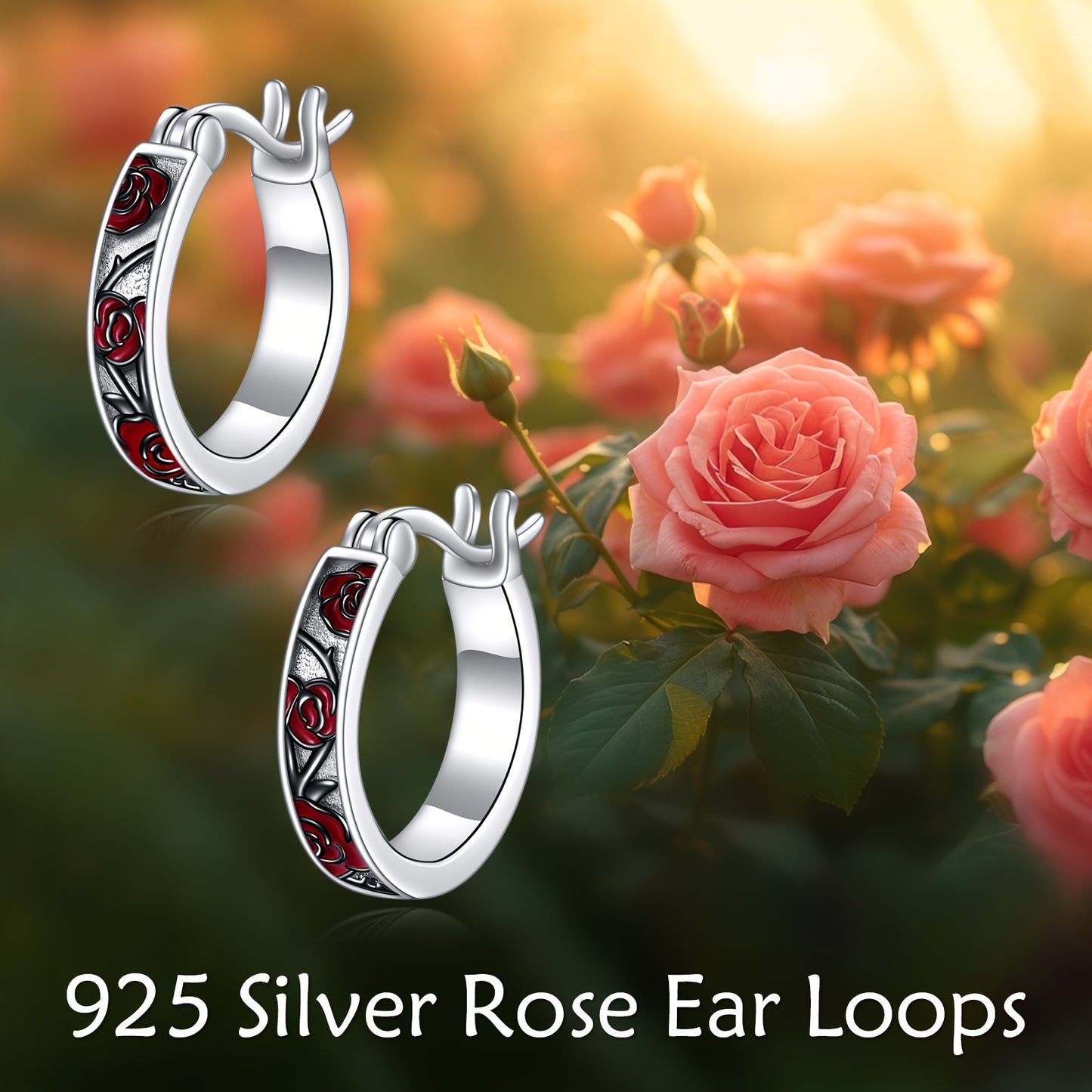 Rose Earrings in Pure Silvery S925