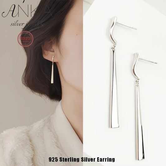 1 Pair of Elegant and Simple Style 925 Sterling Silvery Pendant Earrings for Women, No Synthetic Gemstone Inlay, Suitable for Daily Wear and Gifts, All-Season Use