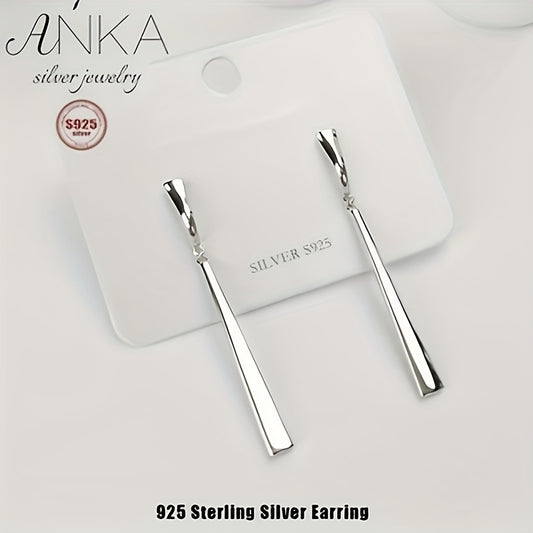 1 Pair of Elegant and Simple Style 925 Sterling Silvery Pendant Earrings for Women, No Synthetic Gemstone Inlay, Suitable for Daily Wear and Gifts, All-Season Use