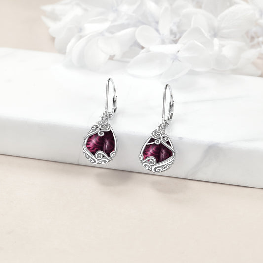 925 Sterling Silver Amethyst Drop Earrings Filigree Teardrop Dangle Earrings Jewelry Gifts For Women Mother Daughter