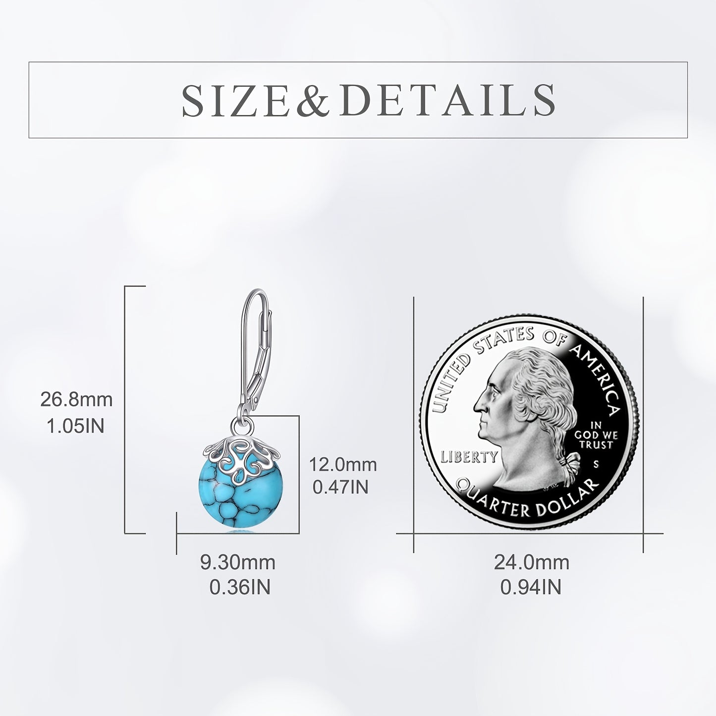 Synthetic Turquoise Filigree Earrings 925 Sterling Silver Dangle Leverback Earrings for Women Birthday Gifts Hypoallergenic