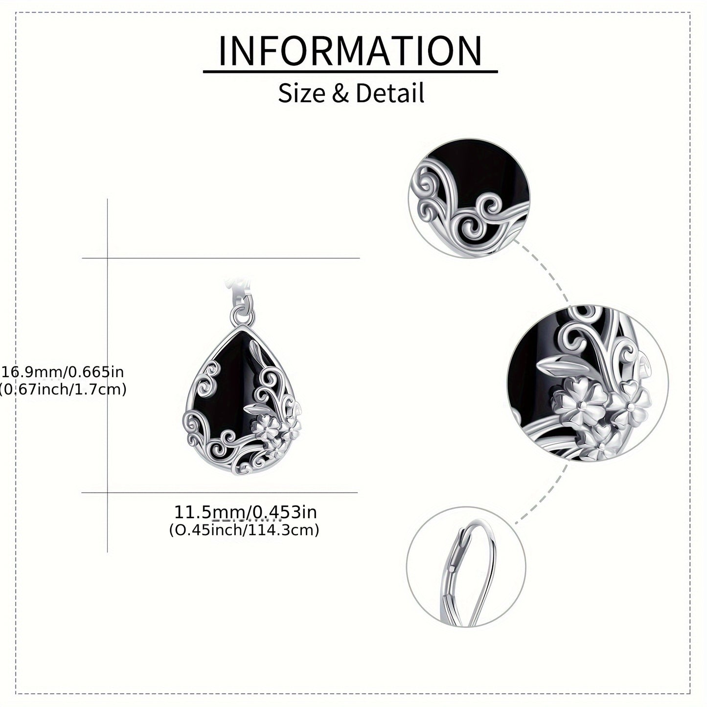 Filigree Earrings Sterling Silvery Black Onyx Dangle Drop Earrings Jewelry Gift for Women