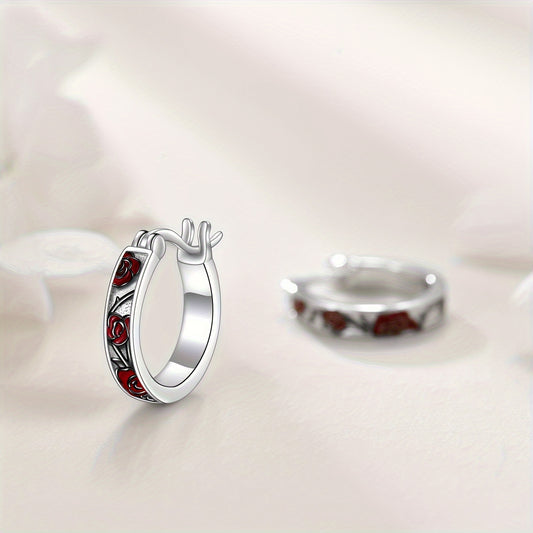 Rose Earrings in Pure Silvery S925
