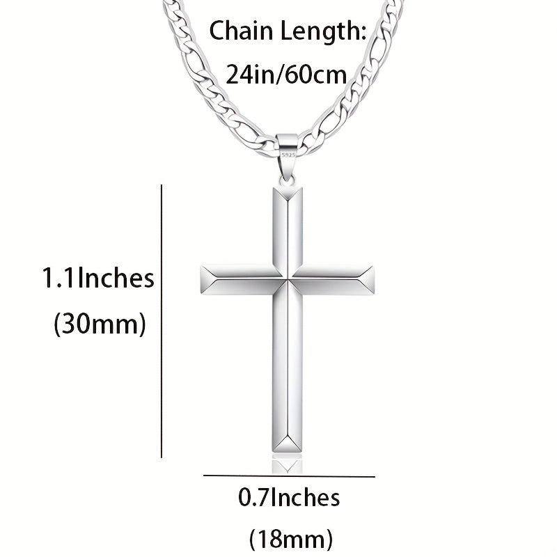 925 Sterling Silvery (including 9g) Figaro Cross, Simple Hip Hop Everything, Italian Men And Women with The Same, Beautiful Gift Box