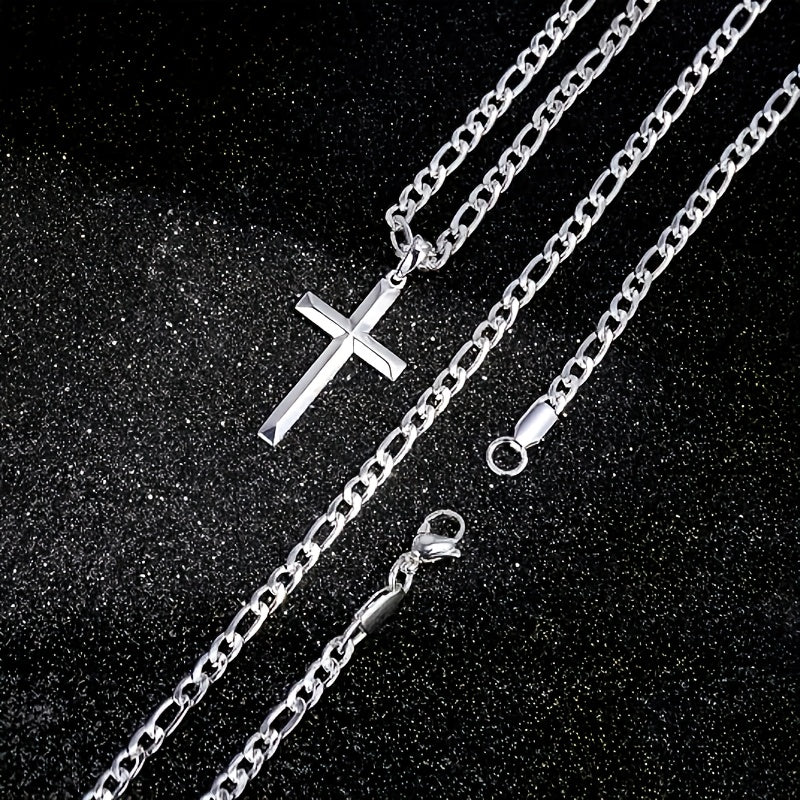 925 Sterling Silvery (including 9g) Figaro Cross, Simple Hip Hop Everything, Italian Men And Women with The Same, Beautiful Gift Box