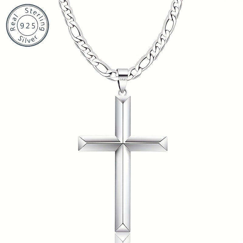 925 Sterling Silvery (including 9g) Figaro Cross, Simple Hip Hop Everything, Italian Men And Women with The Same, Beautiful Gift Box