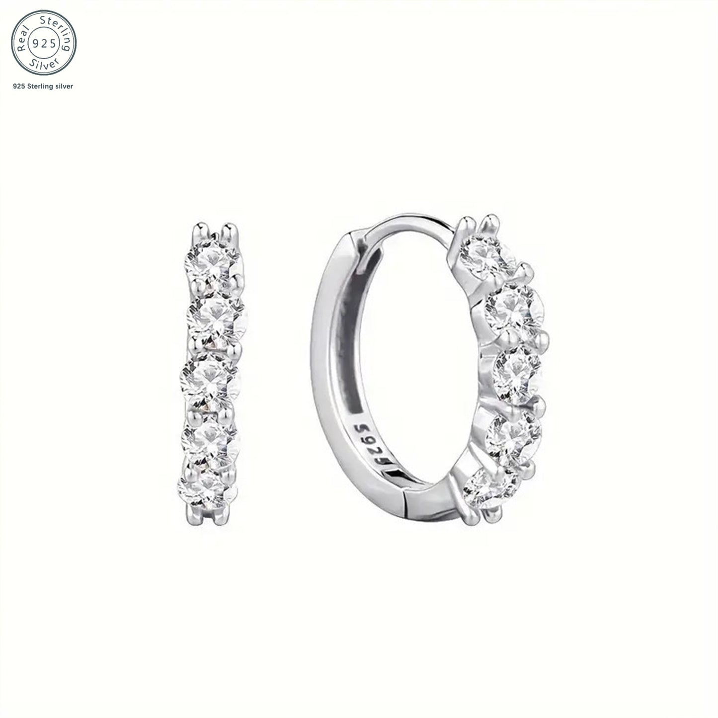Blingbling Earrings -925 Sterling Silver -5 Mosan Diamonds Set -Comes With Elegant Gift Box- The Perfect Gift For Man, Wife, Girlfriend, Mother, Daughter - The Perfect Gift For Birthdays, Anniversaries, Valentine's Day Any Holiday