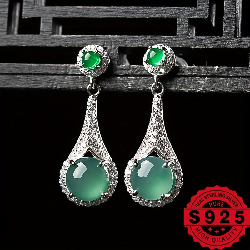 1 pair 925 Silver inlaid natural A-grade ice seed water moistens light earrings ladies Joker fashion inlaid DIY earrings holiday birthday gift to send test certificate and gift box.