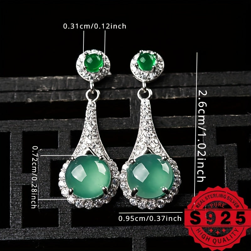 1 pair 925 Silver inlaid natural A-grade ice seed water moistens light earrings ladies Joker fashion inlaid DIY earrings holiday birthday gift to send test certificate and gift box.