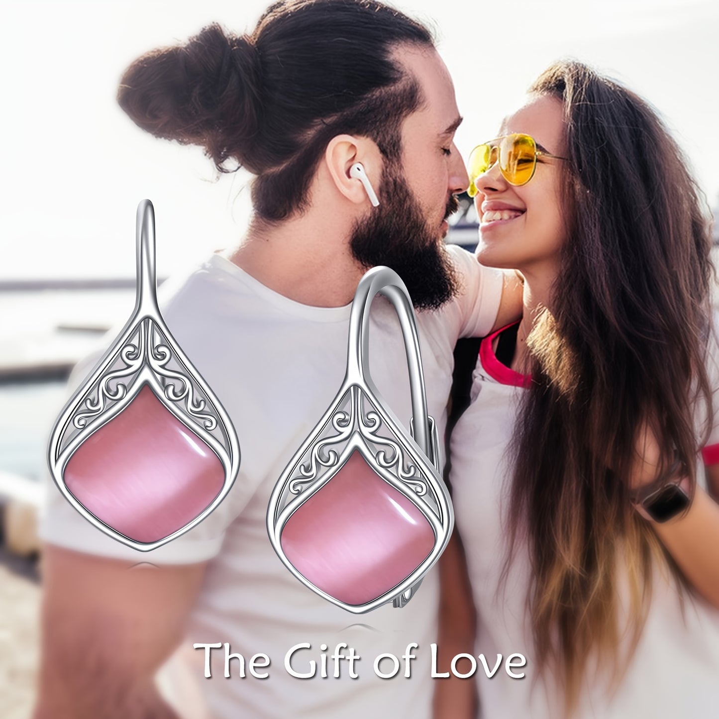 Pink Opal Teardrop Leverback Earrings for Women 925 Sterling Silvery Pink Opal Dangle Earrings Jewelry for Women Sensitive Ears, Perfect for Thanksgiving