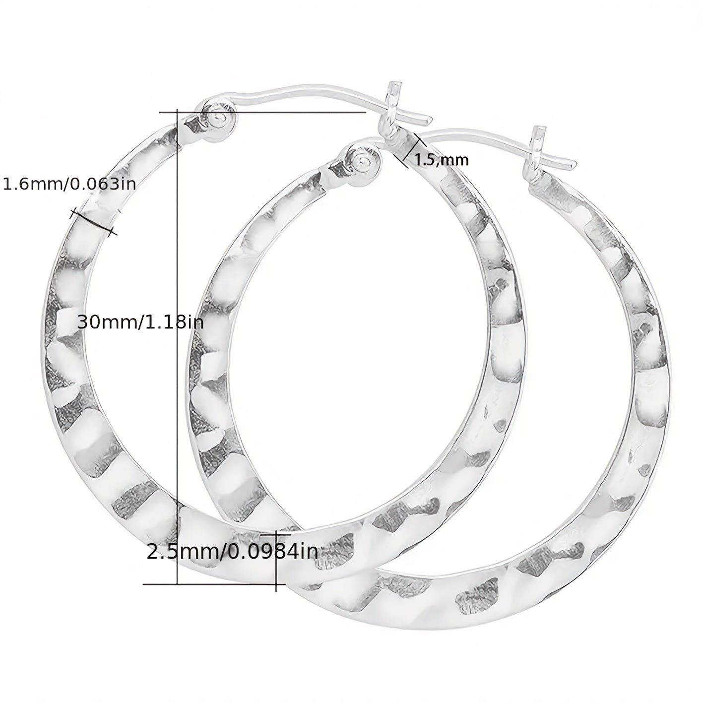 925 Silvery Simple Fashion Unique Ripple Earrings, Water Ripple Indentation Design, Lightweight Texture, Suitable for Daily Commute, Earrings for Women, Jewelry Gifts, Gift Exquisite Gift Box