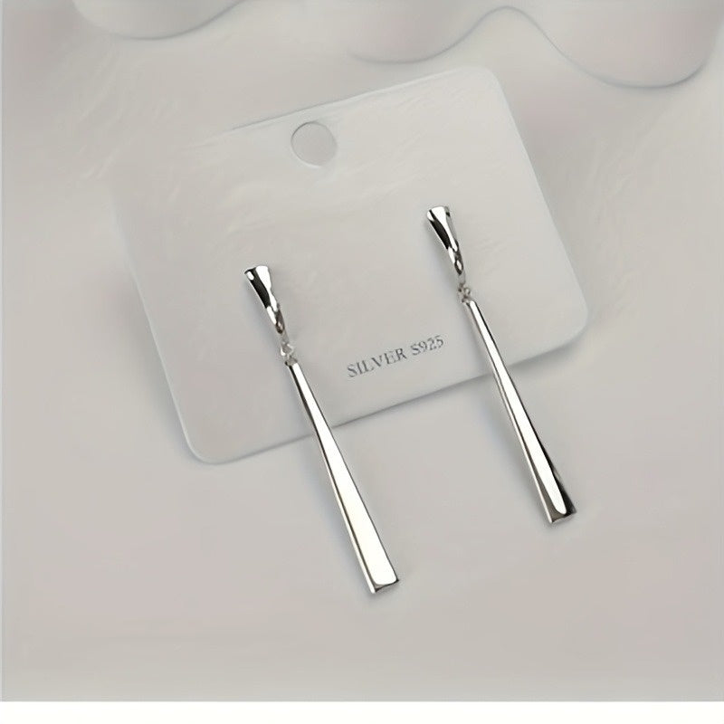 1 Pair of Elegant and Simple Style 925 Sterling Silvery Pendant Earrings for Women, No Synthetic Gemstone Inlay, Suitable for Daily Wear and Gifts, All-Season Use
