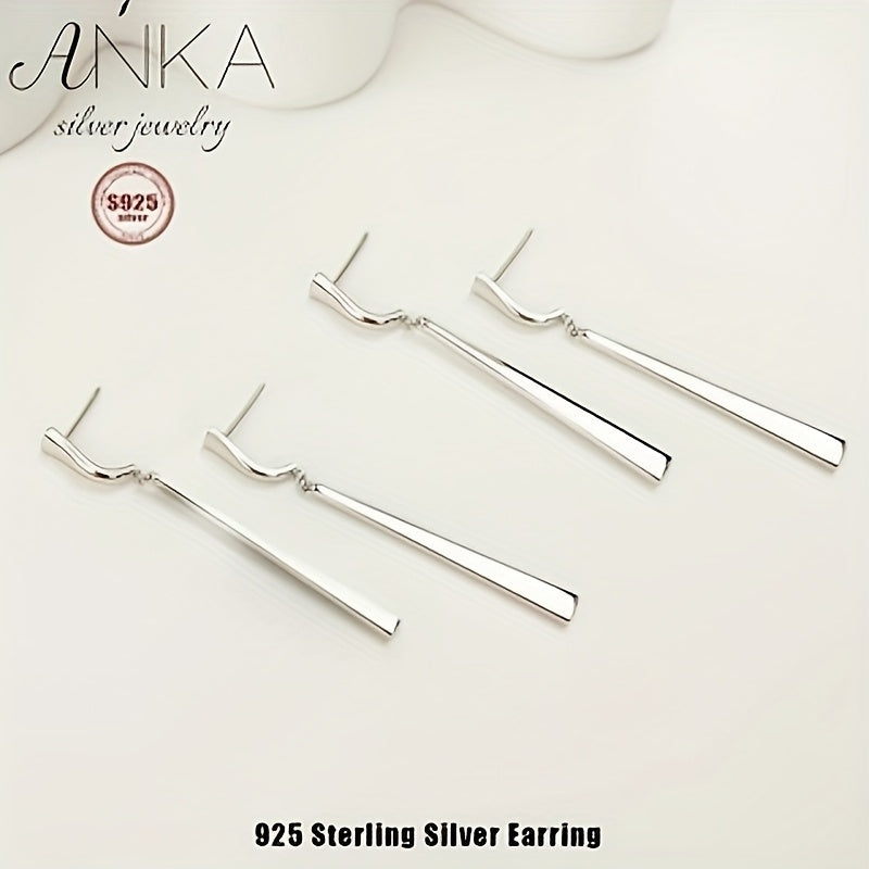1 Pair of Elegant and Simple Style 925 Sterling Silvery Pendant Earrings for Women, No Synthetic Gemstone Inlay, Suitable for Daily Wear and Gifts, All-Season Use