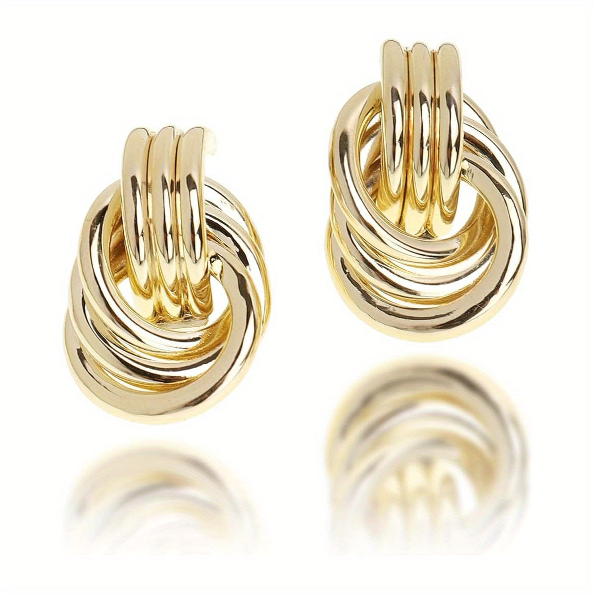 JeanBeau Women'S Chunky Golden Statement Earrings - Long Twisted Link Dangle Drop Jewelry, Lightweight Everyday & Formal Earrings, Nickel-Free Hypoallergenic Elegant Gift for Women, Versatile Jewelry, Geometric Knot Design, Durable Earrings