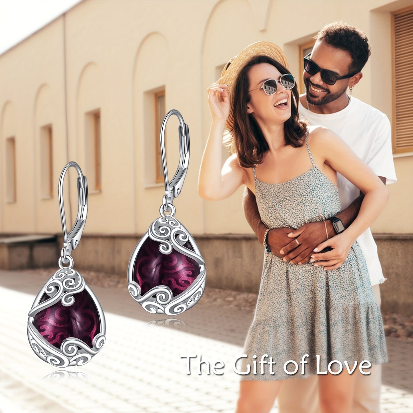 925 Sterling Silver Amethyst Drop Earrings Filigree Teardrop Dangle Earrings Jewelry Gifts For Women Mother Daughter