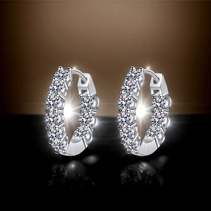 1.8 Carat Round Cut D Color VVS1 Clarity Lab-Created Moissanite Earrings for Women, 925 Sterling Silver Hoop Earrings, Perfect for Anniversary, Birthday, Valentine'S Day, Or Christmas Gifts