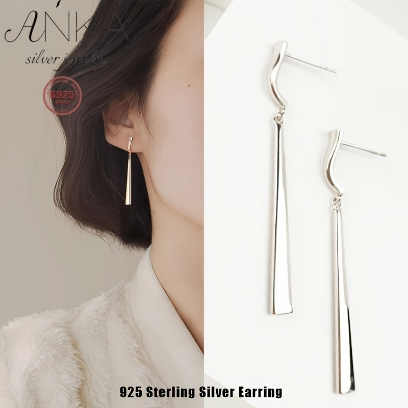 1 Pair of Elegant and Simple Style 925 Sterling Silvery Pendant Earrings for Women, No Synthetic Gemstone Inlay, Suitable for Daily Wear and Gifts, All-Season Use