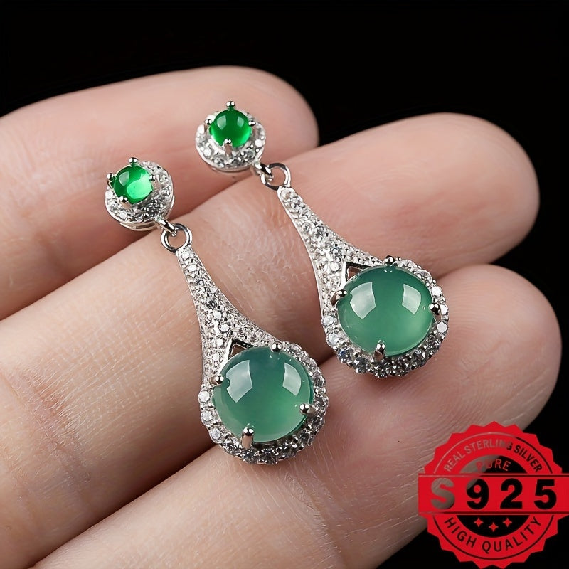 1 pair 925 Silver inlaid natural A-grade ice seed water moistens light earrings ladies Joker fashion inlaid DIY earrings holiday birthday gift to send test certificate and gift box.