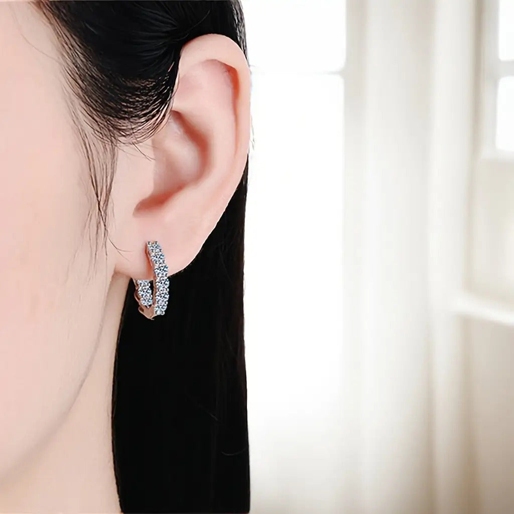 1.8 Carat Round Cut D Color VVS1 Clarity Lab-Created Moissanite Earrings for Women, 925 Sterling Silver Hoop Earrings, Perfect for Anniversary, Birthday, Valentine'S Day, Or Christmas Gifts