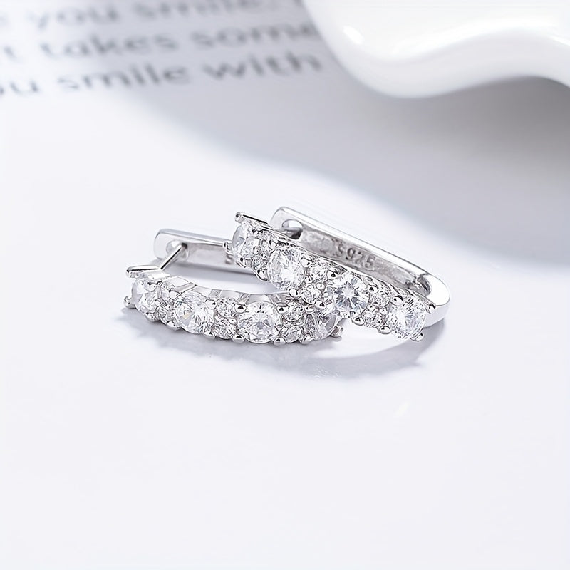 925 Sterling Silvery Moissanite Earrings for Women, with Two Colors Of Golden And Silvery, Elegant And Charming, Sexy And Charming, Sparkling Female Charm Jewelry, Party, Banquet, Mother's Day, Local Warehouse, with Exquisite Gift Box Included.