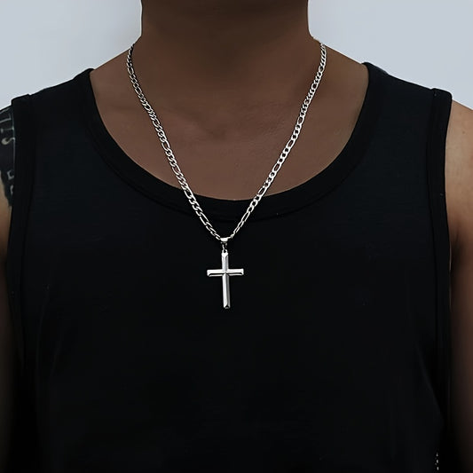 925 Sterling Silvery (including 9g) Figaro Cross, Simple Hip Hop Everything, Italian Men And Women with The Same, Beautiful Gift Box