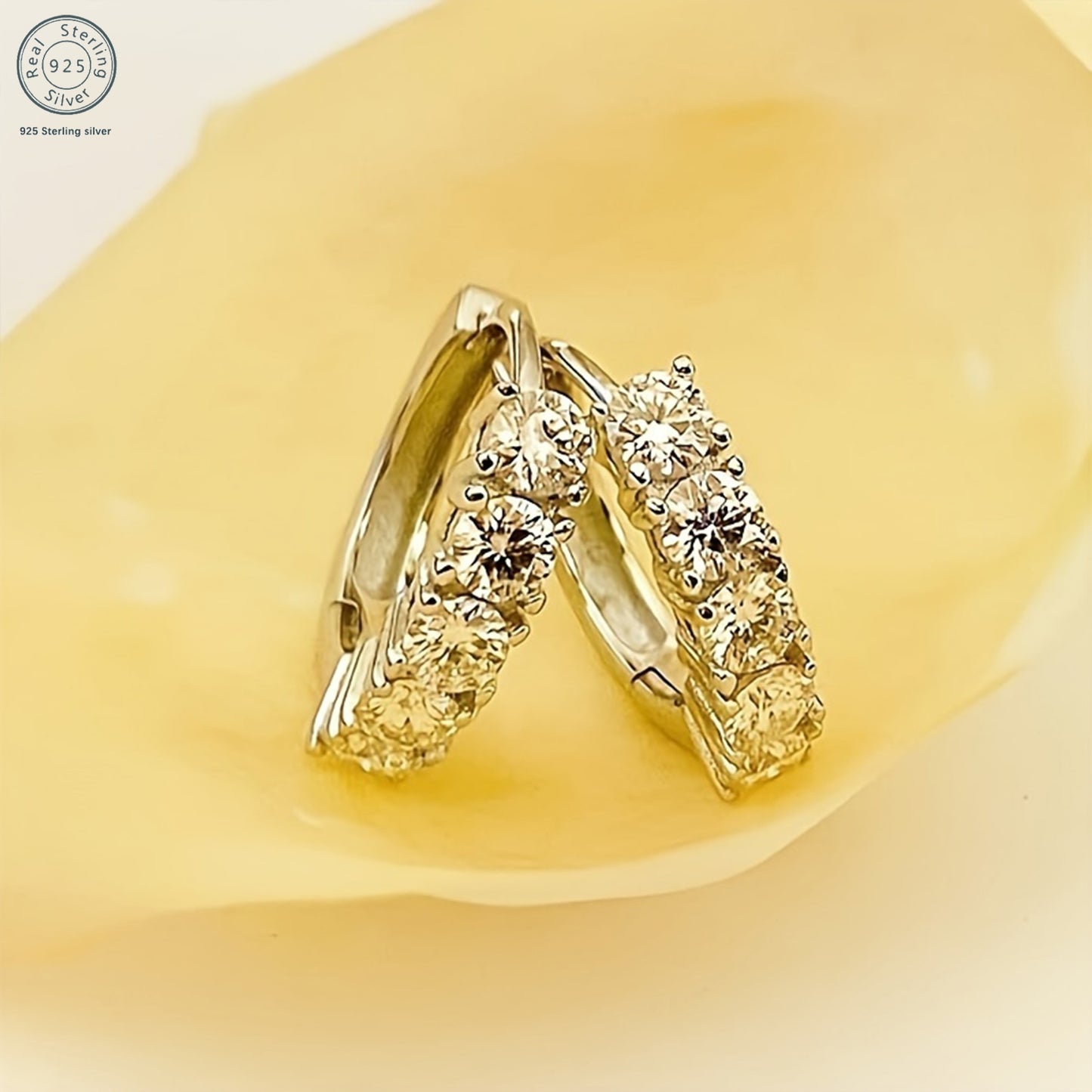 Blingbling Earrings -925 Sterling Silver -5 Mosan Diamonds Set -Comes With Elegant Gift Box- The Perfect Gift For Man, Wife, Girlfriend, Mother, Daughter - The Perfect Gift For Birthdays, Anniversaries, Valentine's Day Any Holiday