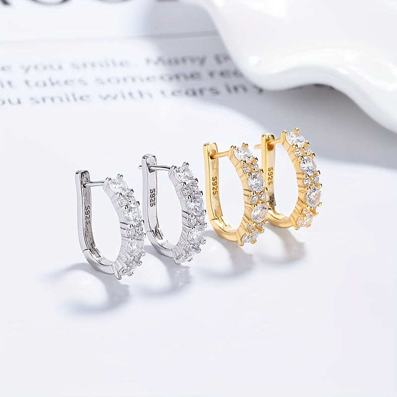925 Sterling Silvery Moissanite Earrings for Women, with Two Colors Of Golden And Silvery, Elegant And Charming, Sexy And Charming, Sparkling Female Charm Jewelry, Party, Banquet, Mother's Day, Local Warehouse, with Exquisite Gift Box Included.