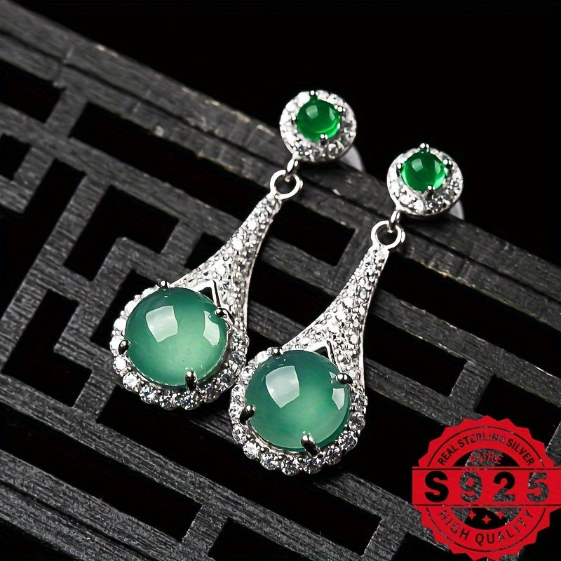 1 pair 925 Silver inlaid natural A-grade ice seed water moistens light earrings ladies Joker fashion inlaid DIY earrings holiday birthday gift to send test certificate and gift box.