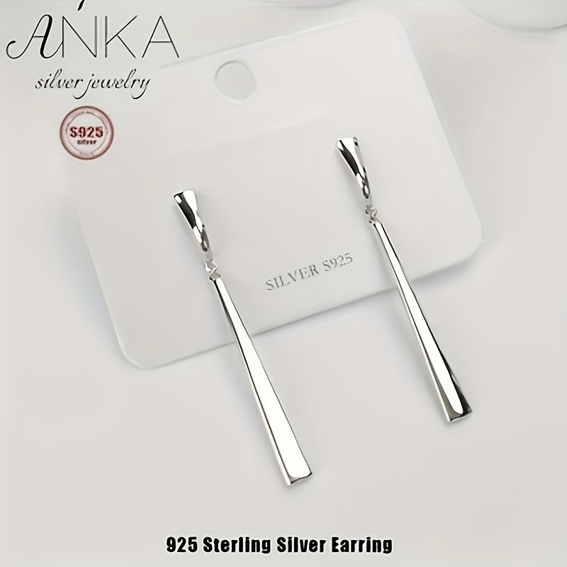 1 Pair of Elegant and Simple Style 925 Sterling Silvery Pendant Earrings for Women, No Synthetic Gemstone Inlay, Suitable for Daily Wear and Gifts, All-Season Use