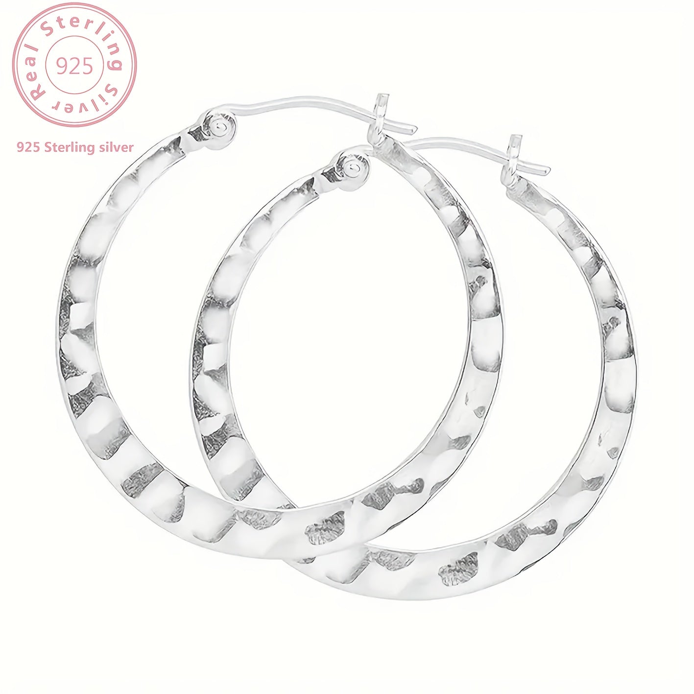 925 Silvery Simple Fashion Unique Ripple Earrings, Water Ripple Indentation Design, Lightweight Texture, Suitable for Daily Commute, Earrings for Women, Jewelry Gifts, Gift Exquisite Gift Box