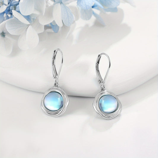 925 Sterling Silvery 8mm Faux Pearl Earrings French Buckle Spiral Dangle Earrings Women'S Pearl Jewelry