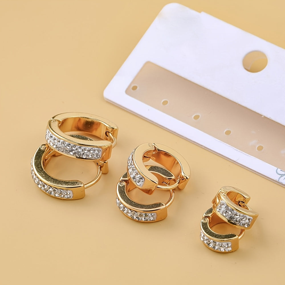 6pcs Elegant Hoop Earrings Set, Stainless Steel, Perfect for Daily Wear and Mother's Day Gifts