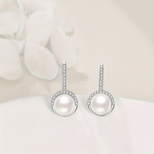 Pearl Earrings For Women 5A Cubic Zirconia 925 Sterling Silver Pearl Drop Earrings Pearl Jewelry Gifts For Women