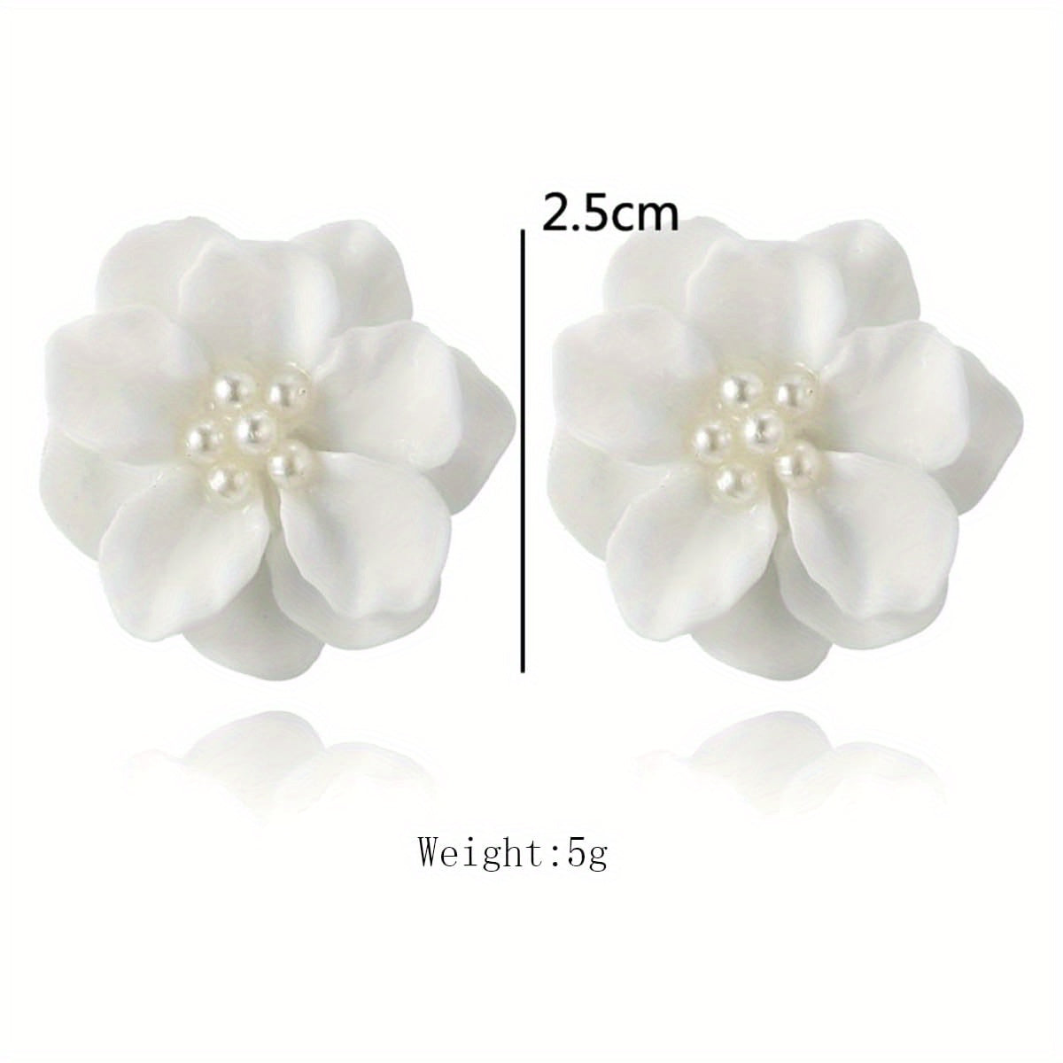 Boho Acrylic Pearl Flower Stud Earrings for Women, White Exaggeration Camellia Drop Earrings, Sweet Resin Flower Dangle Earrings Jewelry Gift
