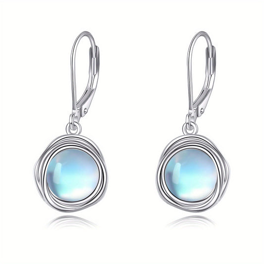 925 Sterling Silvery 8mm Faux Pearl Earrings French Buckle Spiral Dangle Earrings Women'S Pearl Jewelry