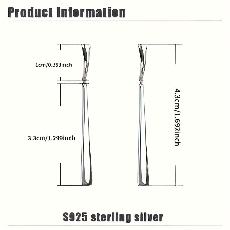 1 Pair of Elegant and Simple Style 925 Sterling Silvery Pendant Earrings for Women, No Synthetic Gemstone Inlay, Suitable for Daily Wear and Gifts, All-Season Use