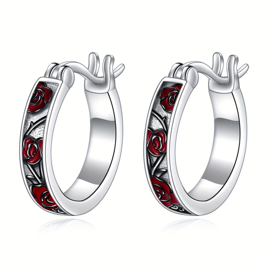 Rose Earrings in Pure Silvery S925