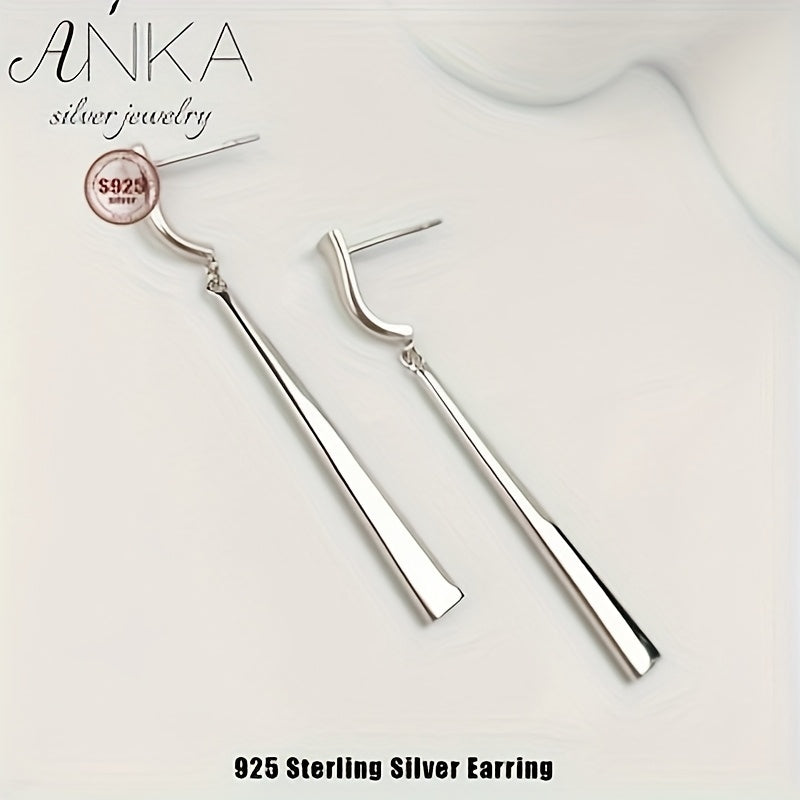 1 Pair of Elegant and Simple Style 925 Sterling Silvery Pendant Earrings for Women, No Synthetic Gemstone Inlay, Suitable for Daily Wear and Gifts, All-Season Use