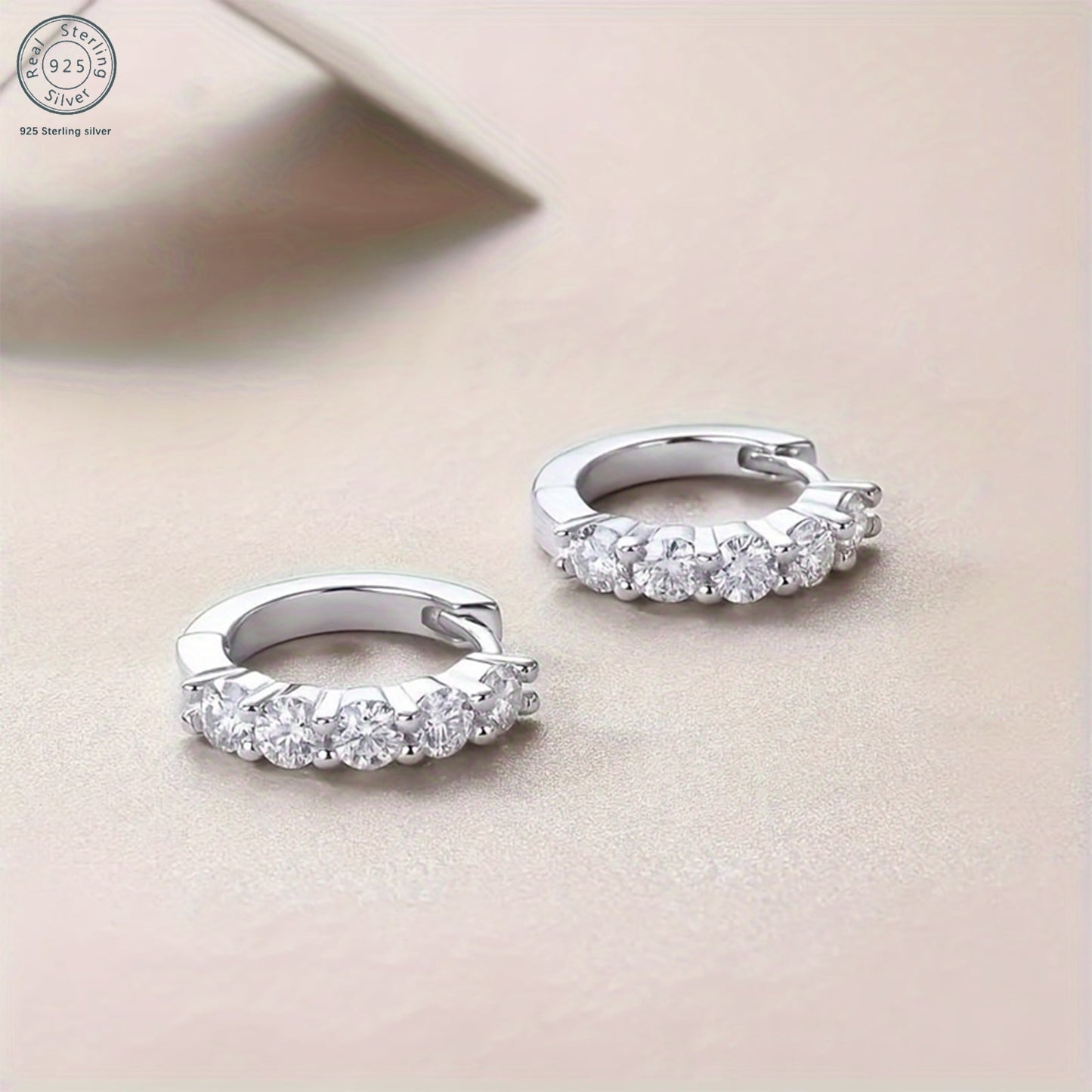 Blingbling Earrings -925 Sterling Silver -5 Mosan Diamonds Set -Comes With Elegant Gift Box- The Perfect Gift For Man, Wife, Girlfriend, Mother, Daughter - The Perfect Gift For Birthdays, Anniversaries, Valentine's Day Any Holiday